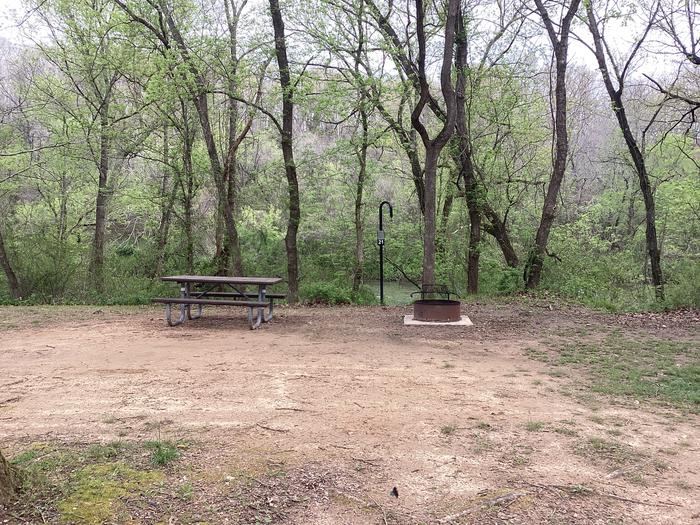 A photo of Site 021 of Loop Sites 16-30 at PULLTITE with Picnic Table, Fire Pit, Shade, Waterfront, Lantern Pole