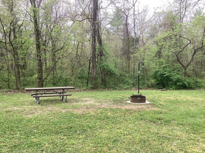 A photo of Site 023 of Loop Sites 16-30 at PULLTITE with Picnic Table, Fire Pit, Shade, Lantern Pole