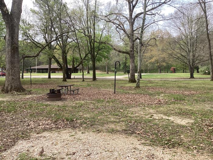 A photo of Site 007 of Loop Sites 1-15 at PULLTITE with Picnic Table, Fire Pit, Shade, Lantern Pole