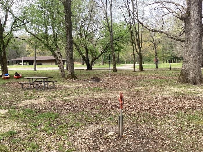 A photo of Site 005 of Loop Sites 1-15 at PULLTITE with Picnic Table, Fire Pit, Shade, Lantern Pole
