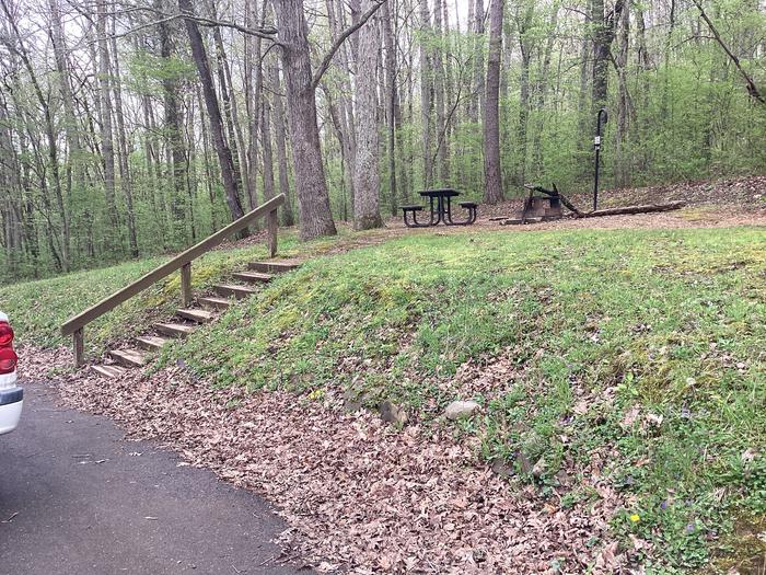 A photo of Site 024 of Loop Sites 2-29, 30-49, E1-E6 at ROUND SPRING with Picnic Table, Fire Pit, Lantern Pole