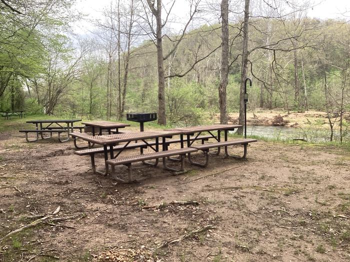 A photo of Site G03 of Loop Group Sites 1-3 at ROUND SPRING with Picnic Table, Fire Pit, Waterfront, Lantern Pole