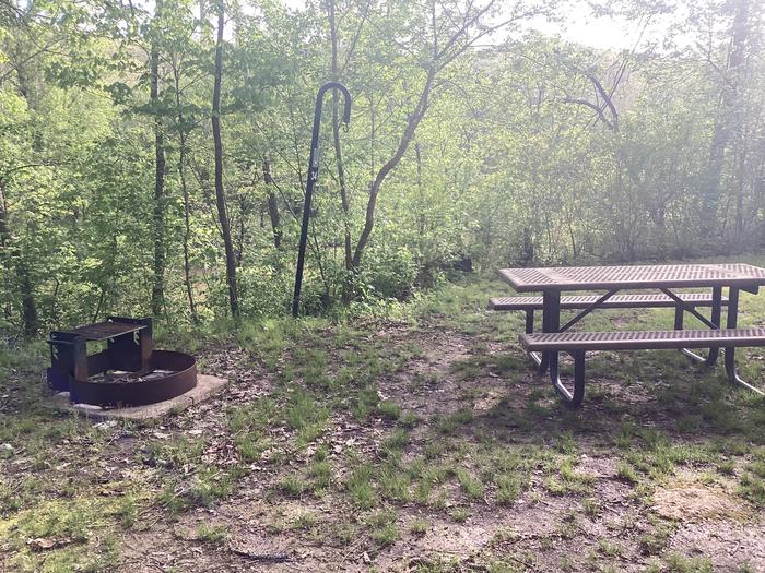 A photo of Site 034 of Loop Sites 2-29, 30-49, E1-E6 at ROUND SPRING with Picnic Table, Fire Pit, Lantern Pole
