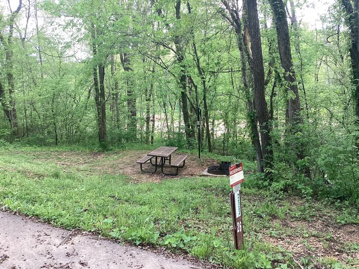 A photo of Site 026 of Loop Sites 2-29, 30-49, E1-E6 at ROUND SPRING with Picnic Table, Fire Pit, Lantern Pole