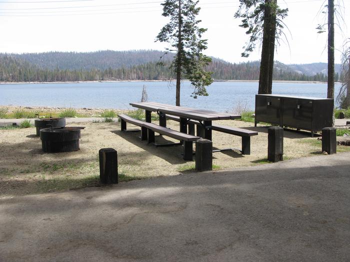 Billy Creek #08 Lower Double site picnic tables, fire pit and bear box 