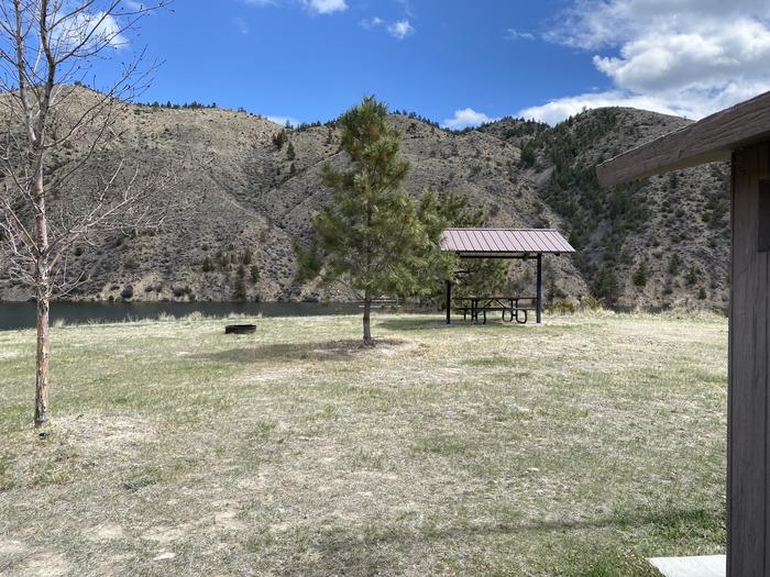 A photo of Site 45 of Loop TENT at Devil's Elbow Campground with Picnic Table, Fire Pit, Shade