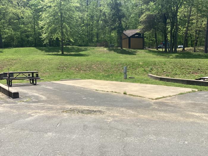 A photo of Site E2 of Loop Sites 2-29, 30-49, E1-E6 at ROUND SPRING with Picnic Table, Fire Pit, Lantern Pole, Water Hookup