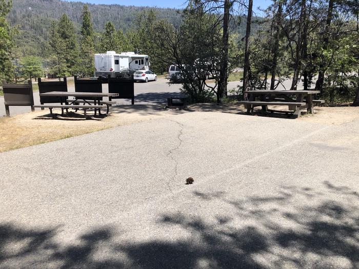 A photo of Site 001 of Loop 01-07 at CEDAR BLUFF with Picnic Table, Fire Pit, Shade, Tent Pad