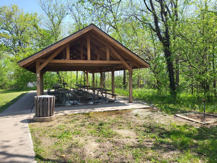 Sparrowfoot Shelter #2 with picnic tables, grill, and water hook-up.