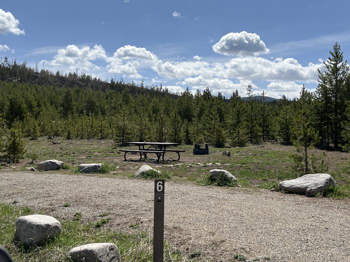 A photo of Site 006 of Loop A at PROSPECTOR with Picnic Table, Fire Pit, Tent Pad