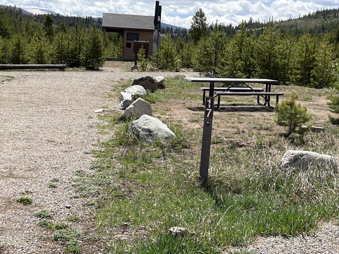 A photo of Site 017 of Loop B at PROSPECTOR with Picnic Table, Fire Pit, Tent Pad