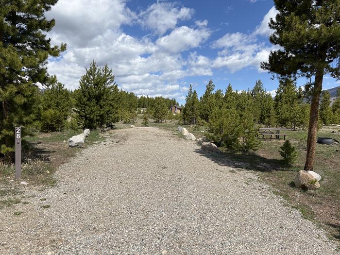 A photo of Site 028 of Loop C at PROSPECTOR with Picnic Table, Fire Pit, Tent Pad