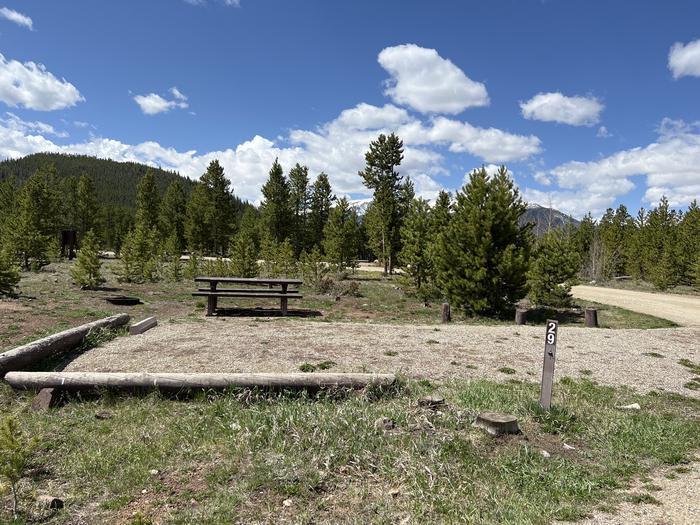 A photo of Site 029 of Loop C at PROSPECTOR with Picnic Table, Fire Pit, Tent Pad