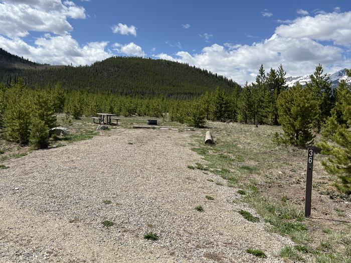 A photo of Site 036 of Loop C at PROSPECTOR with Picnic Table, Fire Pit, Tent Pad