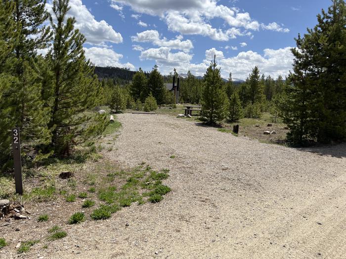 A photo of Site 032 of Loop C at PROSPECTOR with Picnic Table, Fire Pit, Tent Pad