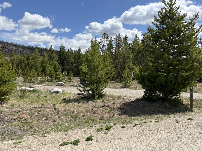 A photo of Site 035 of Loop C at PROSPECTOR with Picnic Table, Fire Pit, Tent Pad