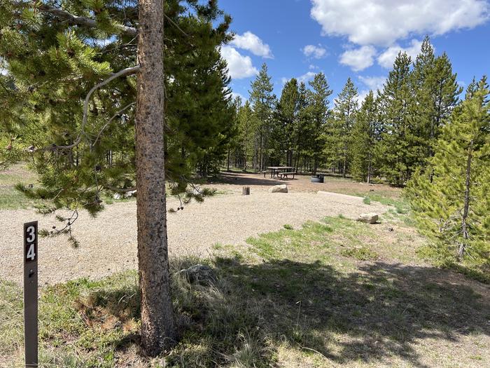 A photo of Site 034 of Loop C at PROSPECTOR with Picnic Table, Fire Pit, Tent Pad