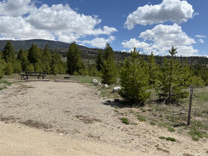 A photo of Site 060 of Loop D at PROSPECTOR with Picnic Table, Fire Pit, Tent Pad