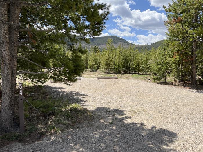 A photo of Site 054 of Loop D at PROSPECTOR with Picnic Table, Fire Pit, Tent Pad