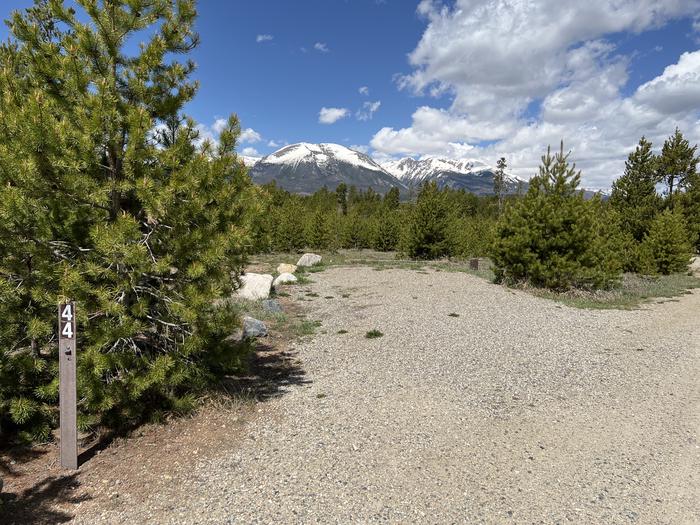 A photo of Site 044 of Loop C at PROSPECTOR with Picnic Table, Fire Pit, Tent Pad