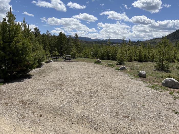 A photo of Site 052 of Loop D at PROSPECTOR with Picnic Table, Fire Pit, Tent Pad