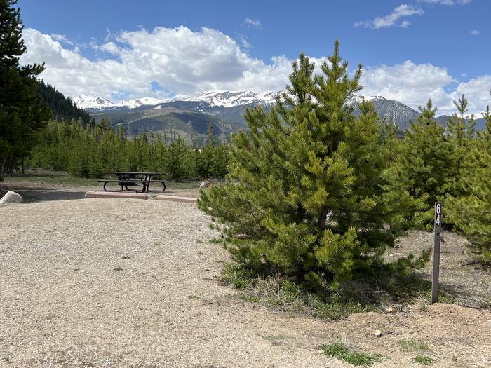A photo of Site 064 of Loop D at PROSPECTOR with Picnic Table, Fire Pit, Tent Pad