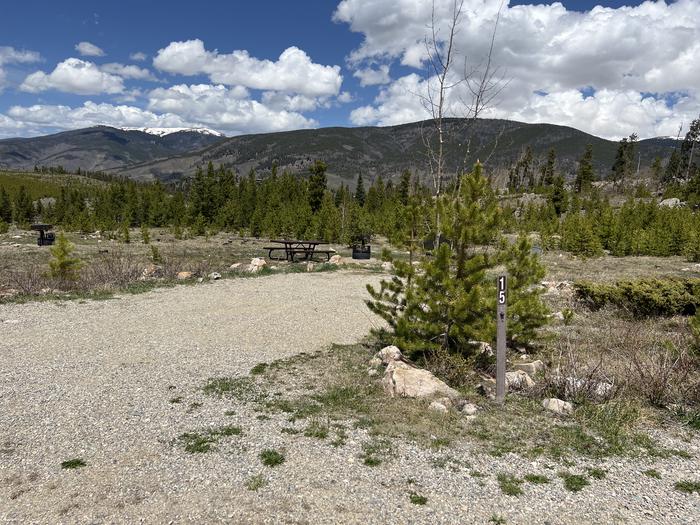 A photo of Site 015 of Loop LOWR at LOWRY CAMPGROUND with Picnic Table, Electricity Hookup, Fire Pit, Food Storage, Tent Pad