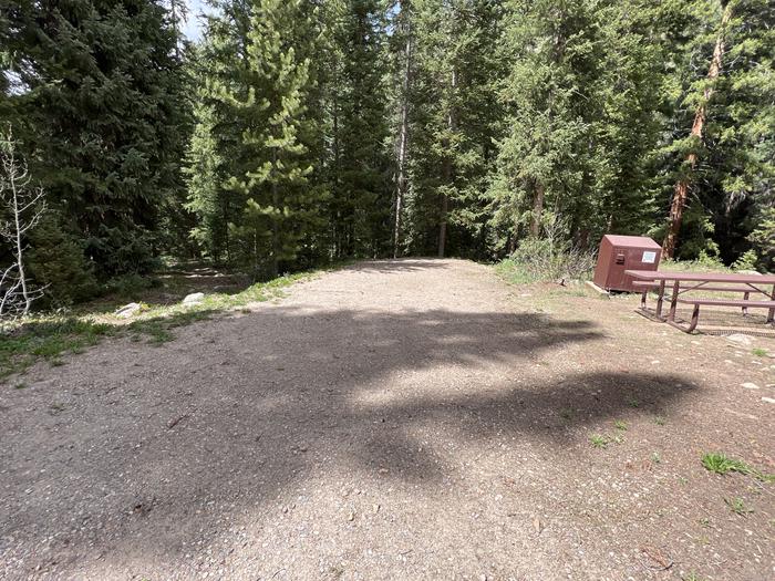 A photo of Site 10 of Loop GORE CREEK CAMPGROUND at GORE CREEK CAMPGROUND with Picnic Table, Fire Pit, Food Storage, Tent Pad