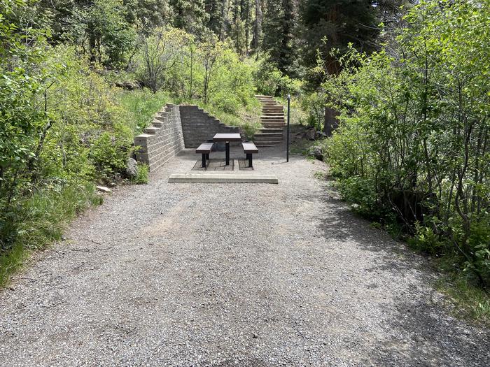 A photo of Site 018 of Loop AMPHITHEATER  at AMPHITHEATER (CO) with Picnic Table, Fire Pit, Tent Pad, Lantern Pole. Great view from tent pad. 