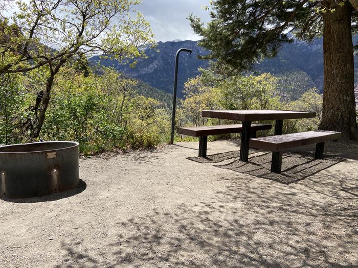 A photo of Site 014 of Loop AMPHITHEATER  at AMPHITHEATER (CO) with Picnic Table, Fire Pit, Tent Pad, Lantern Pole