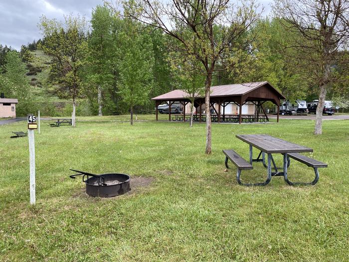 A photo of Site 45 of Loop TENT at Holter Lake Campground with Picnic Table, Fire Pit