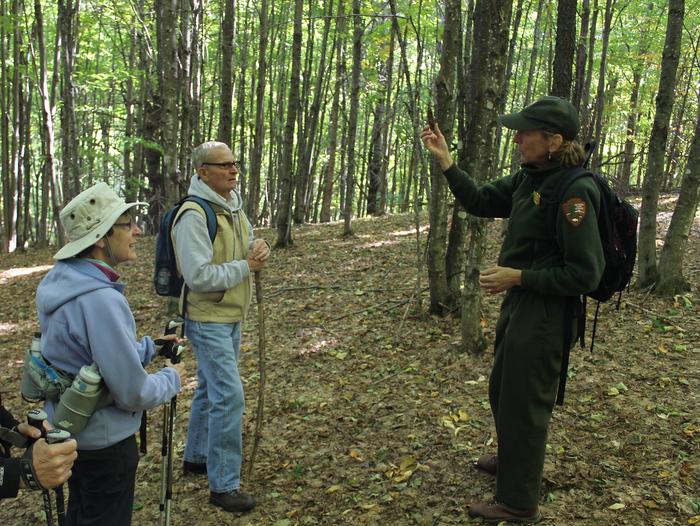 Park Ranger Marie teaches visitors about the forest