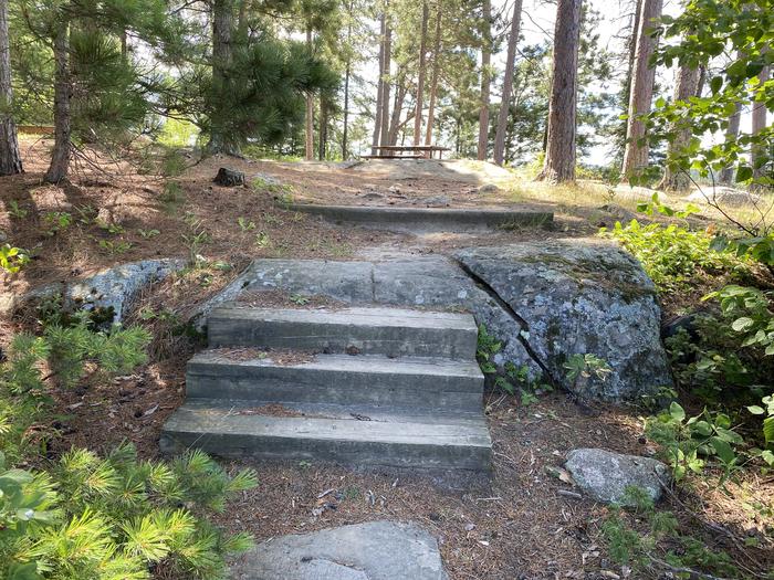 R22 - Saginaw Bay, view of stairs up to the campsiteStairs to campsite