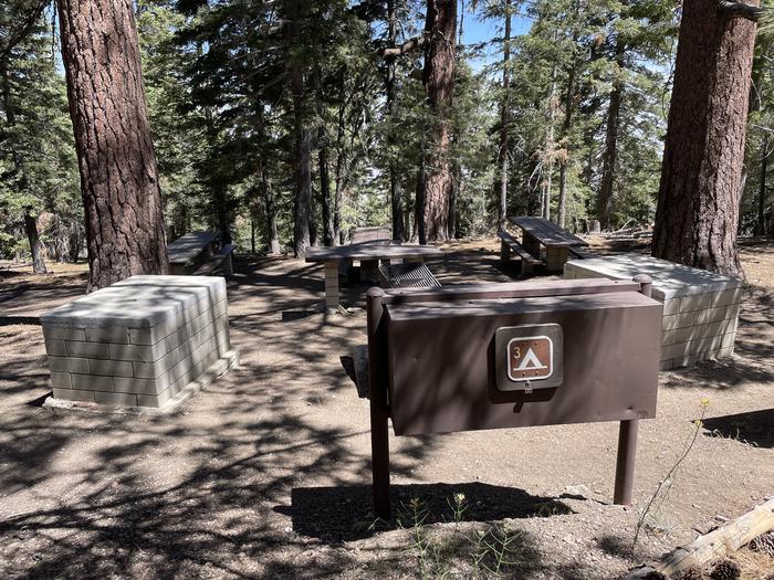 A photo of Site 003 of Loop AREA JACKSON FLAT at JACKSON FLATS with Picnic Table, Fire Pit, Shade, Food Storage, Tent Pad
