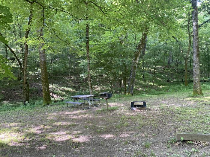 A photo of Site G03 of Loop Chub Hollow/Groupsite #3 at BIG SPRING with Picnic Table, Fire Pit, Shade, Lantern Pole, Charcoal Grill