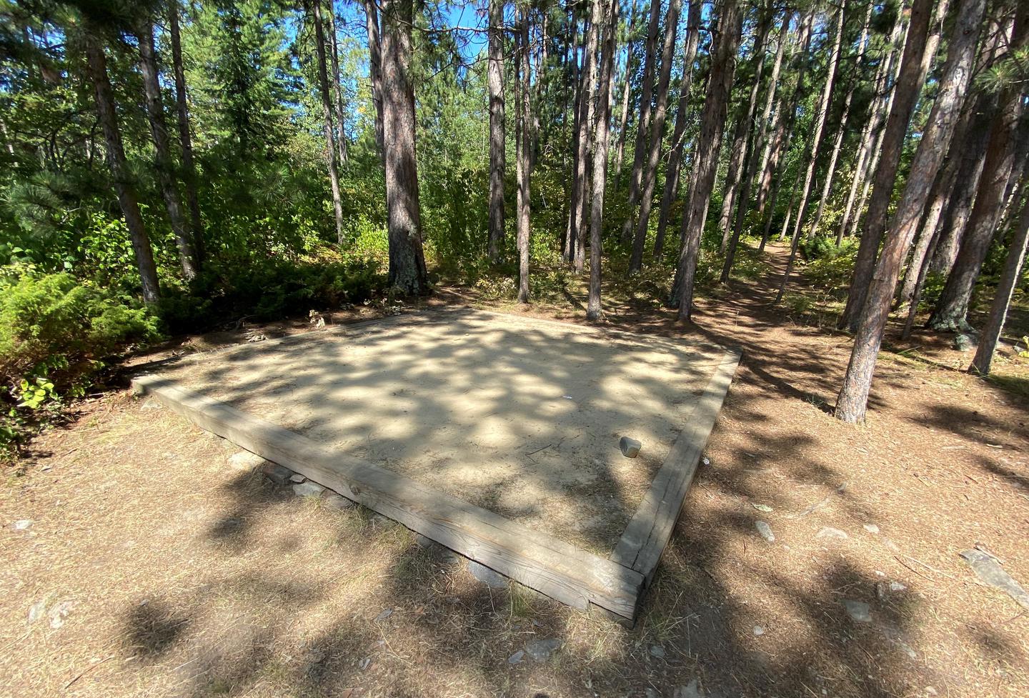 R92 - Blueberry Island West, tent pad #3 at campsite.Tent pad #3