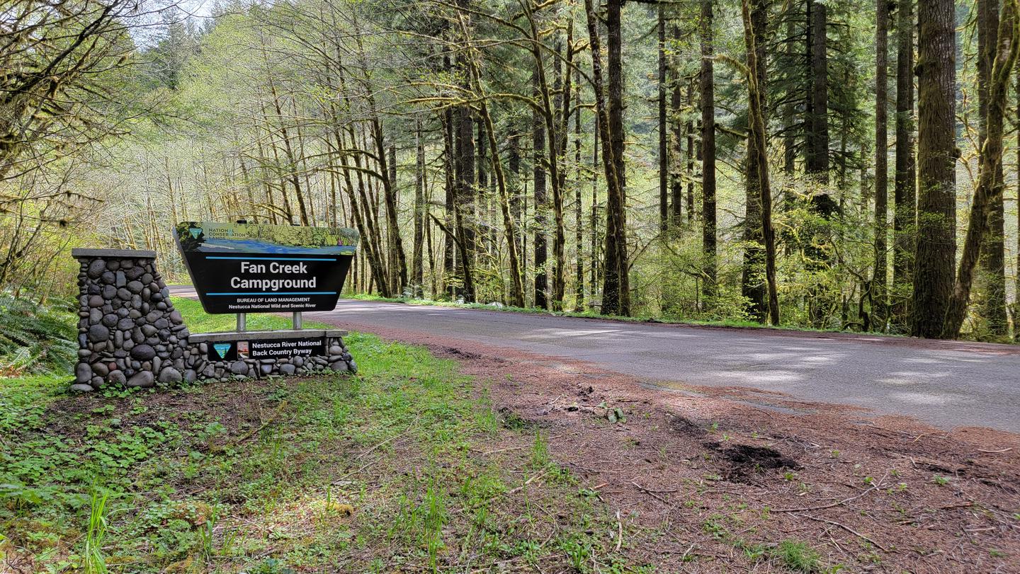Fan Creek campground portal sign