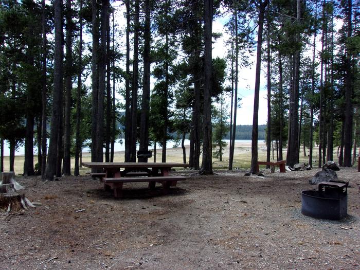 campfire ring, table and grillSite # 15 at Medicine Lake Campground