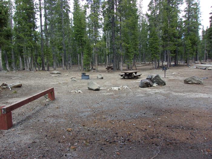 Picnic table, grill and campfire ringSite #19 at Medicine Lake Campground
