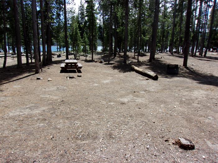 Campfire ring and tableSite #20 at Medicine Lake Campground