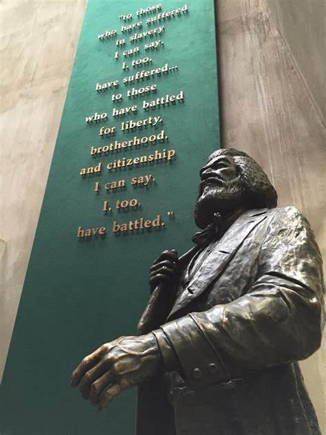 Statue of Frederick Douglass inside of the Visitor Center at Frederick Douglass NHS