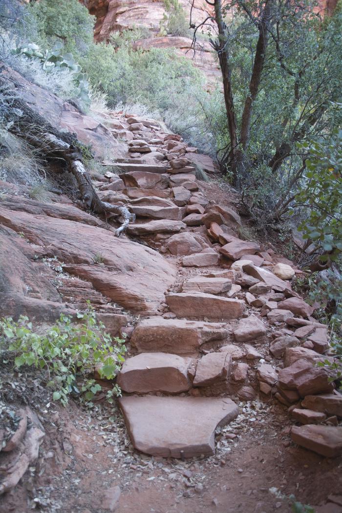 Route to DwellingsView of the 50-60 rocky, uneven steps leading to the dwellings. 