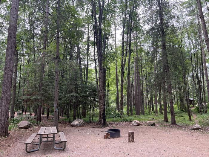 A photo of Site 020 of Loop BOOT LAKE CAMPGROUND at BOOT LAKE CAMPGROUND with Picnic Table, Fire Pit, Shade