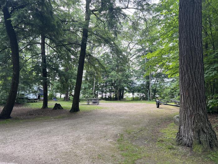 A photo of Site 016 of Loop Sites 13-49 at BREVOORT LAKE CAMPGROUND with Picnic Table, Fire Pit, Waterfront, Lantern Pole