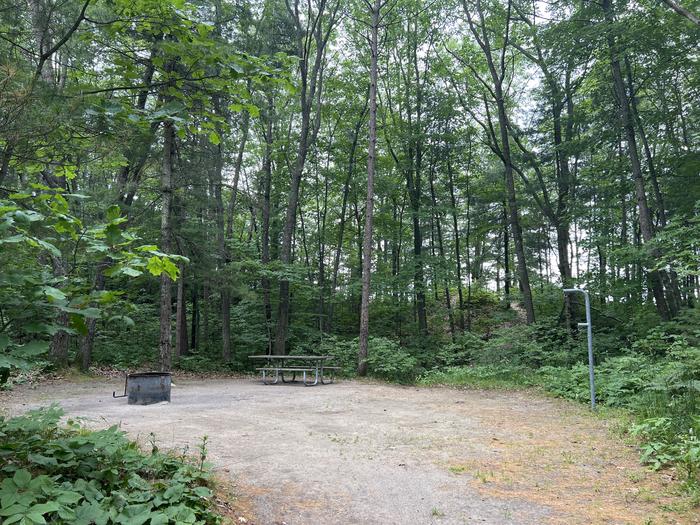A photo of Site 025 of Loop LAKE MICHIGAN AT ST. IGNACE at LAKE MICHIGAN AT ST. IGNACE with Picnic Table, Fire Pit, Shade, Waterfront, Lantern Pole