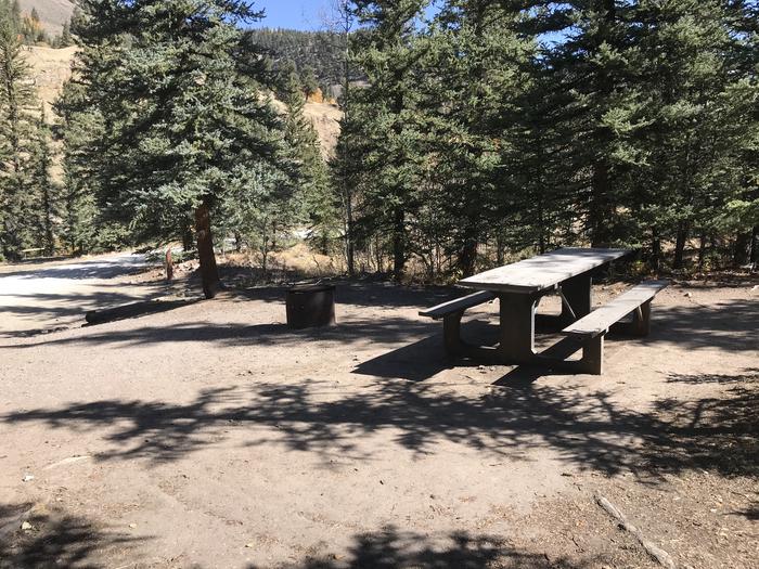 Campsite 19 with fire ring and picnic table
