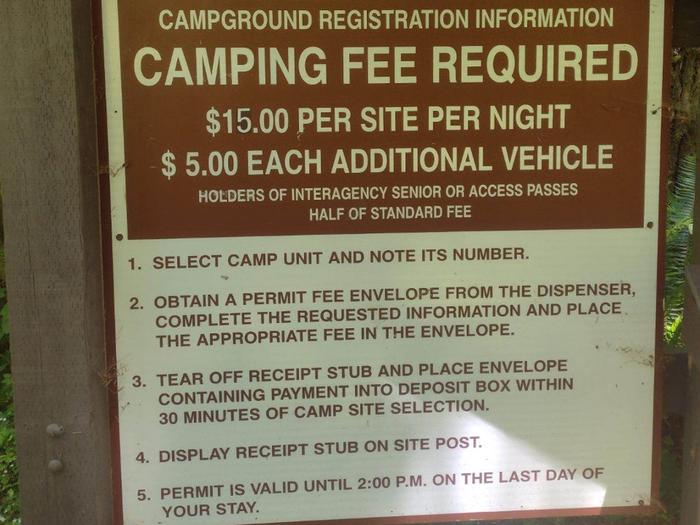 fee station in Fan Creek Campground