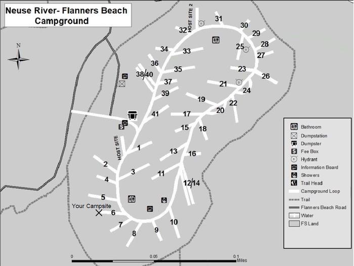 Flanner Beach Campsite #6Should accommodate 40ft camper. Amenities include Electric 30/20 amp Connection, picnic Table, Fire ring, and Lantern Post