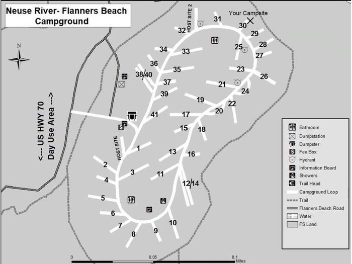 Flanners Beach Campsite #30Non-Electric Campsite should accommodate 24ft camper. Amenities include picnic Table, Fire ring, and Lantern Post