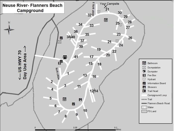 Flanners Beach Campsite #31Non-Electric Campsite should accommodate 30ft camper. Amenities include picnic Table, Fire ring, and Lantern Post